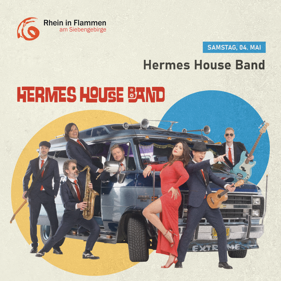 Europas Partyband Nummer 1 – Hermes House Band – bei Rhein in Flammen am Siebengebirge 2024 in der Rheinaue Bonn